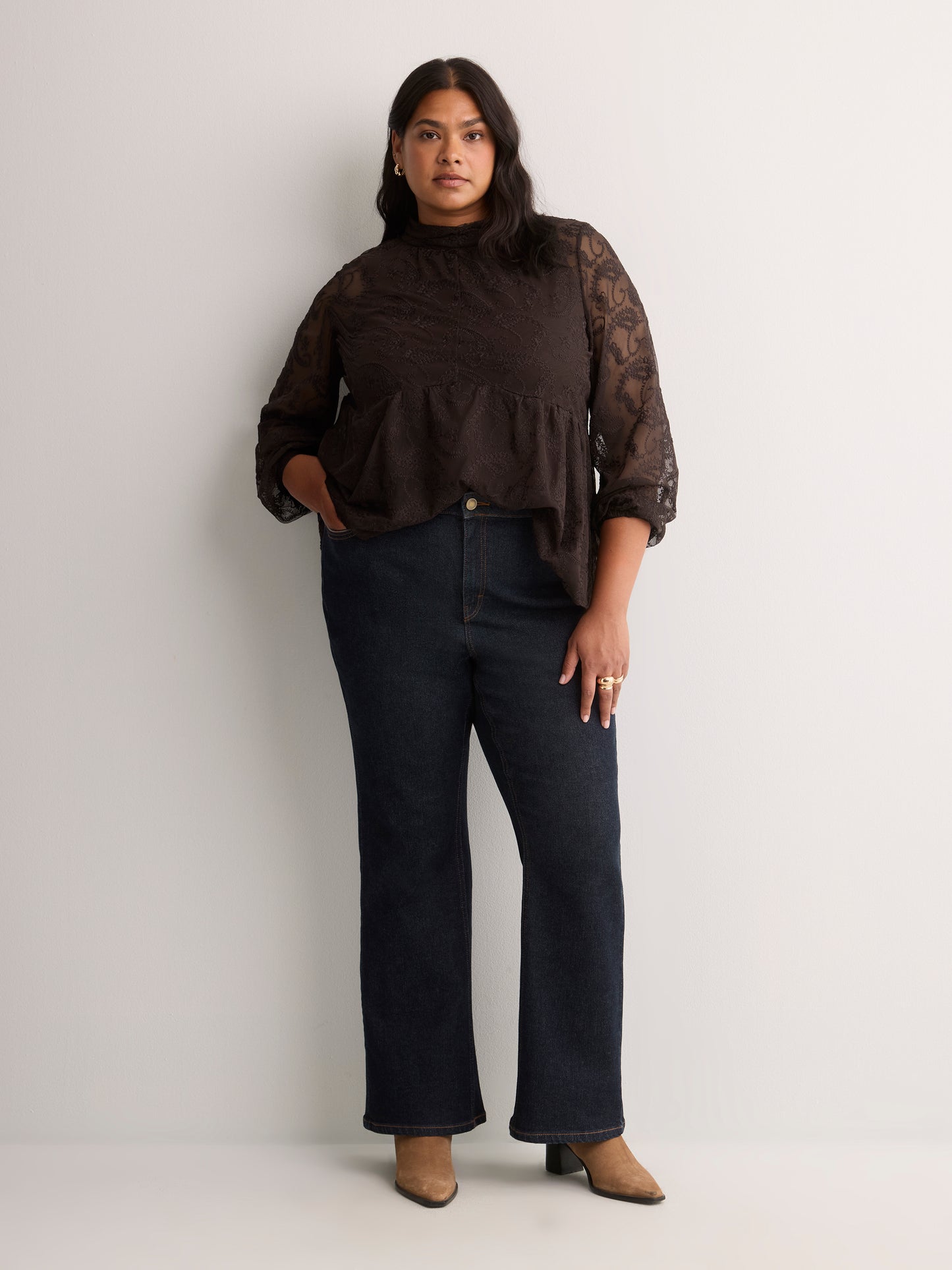 Classic-Fit High-Rise Bootcut Denim Pant - d/C jeans
