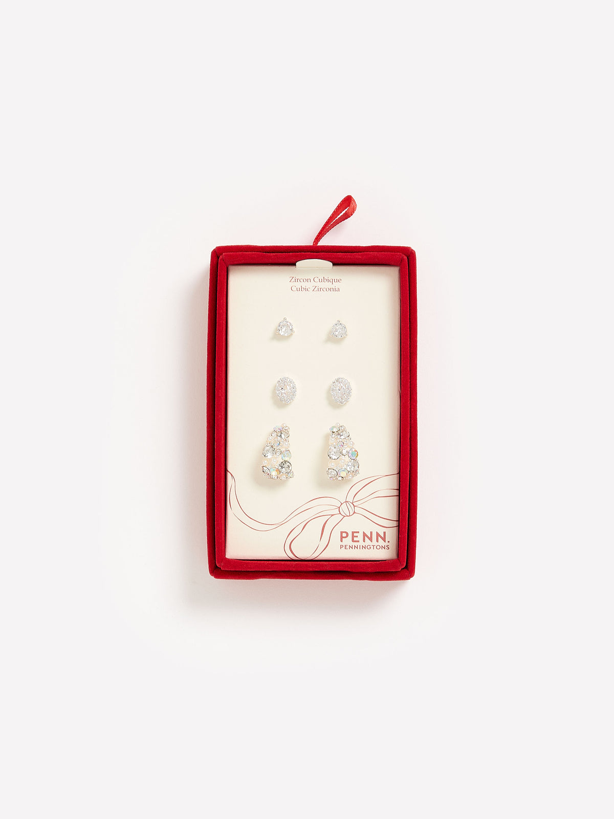 Cubic Zirconia Earrings, Box of 3
