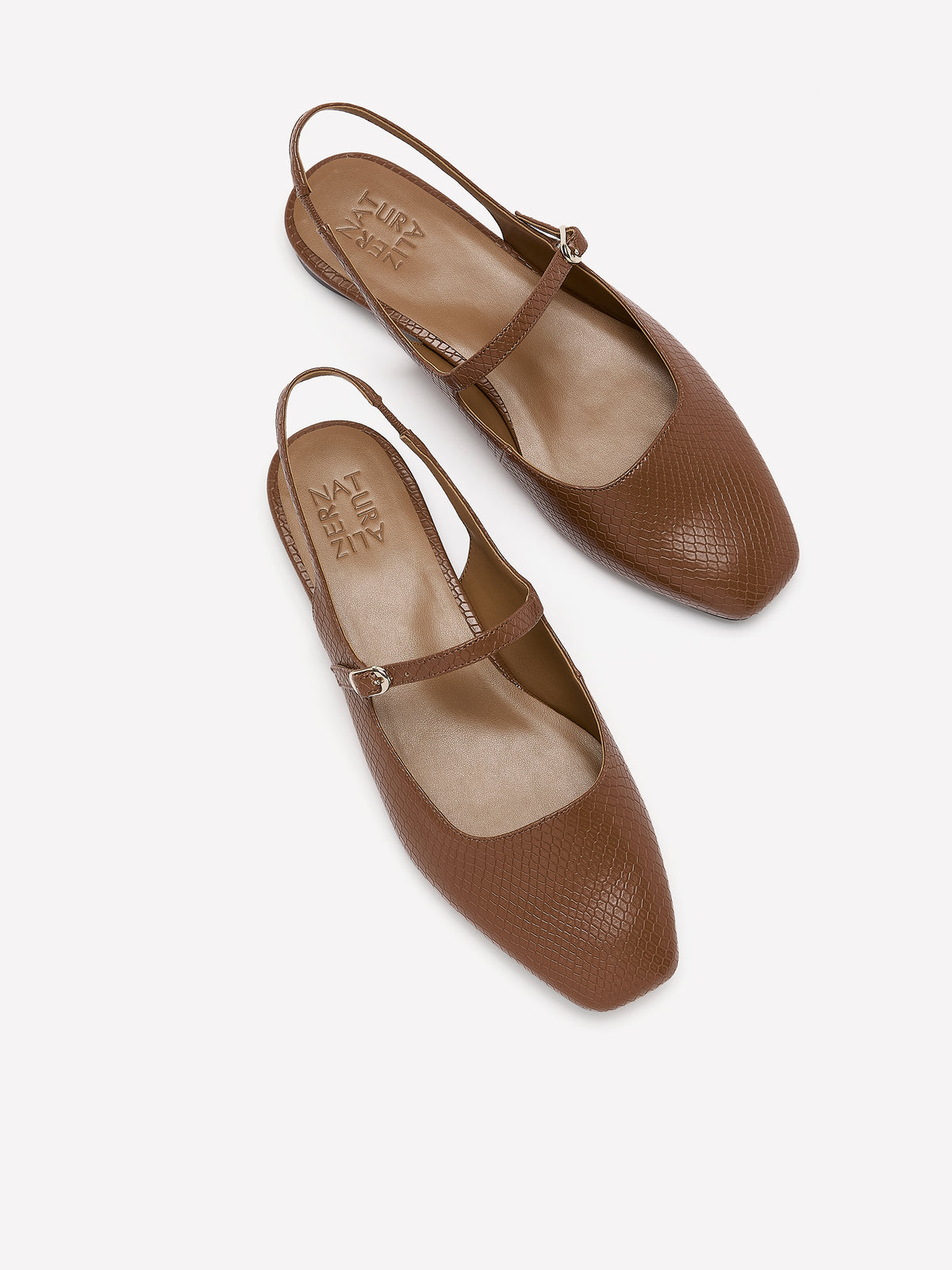 Wide Width, Black Leather Slingback Flat Shoe - Naturalizer