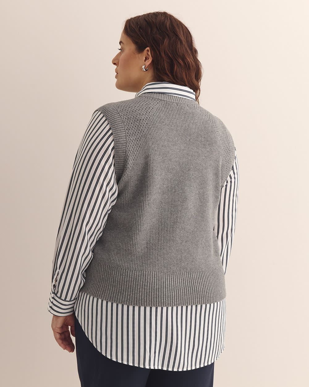 Veste en tricot à  mailles torsadées, tissu responsable