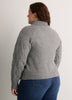 Dark Grey Jeweled Short Cable Knit Cardigan Sweater
