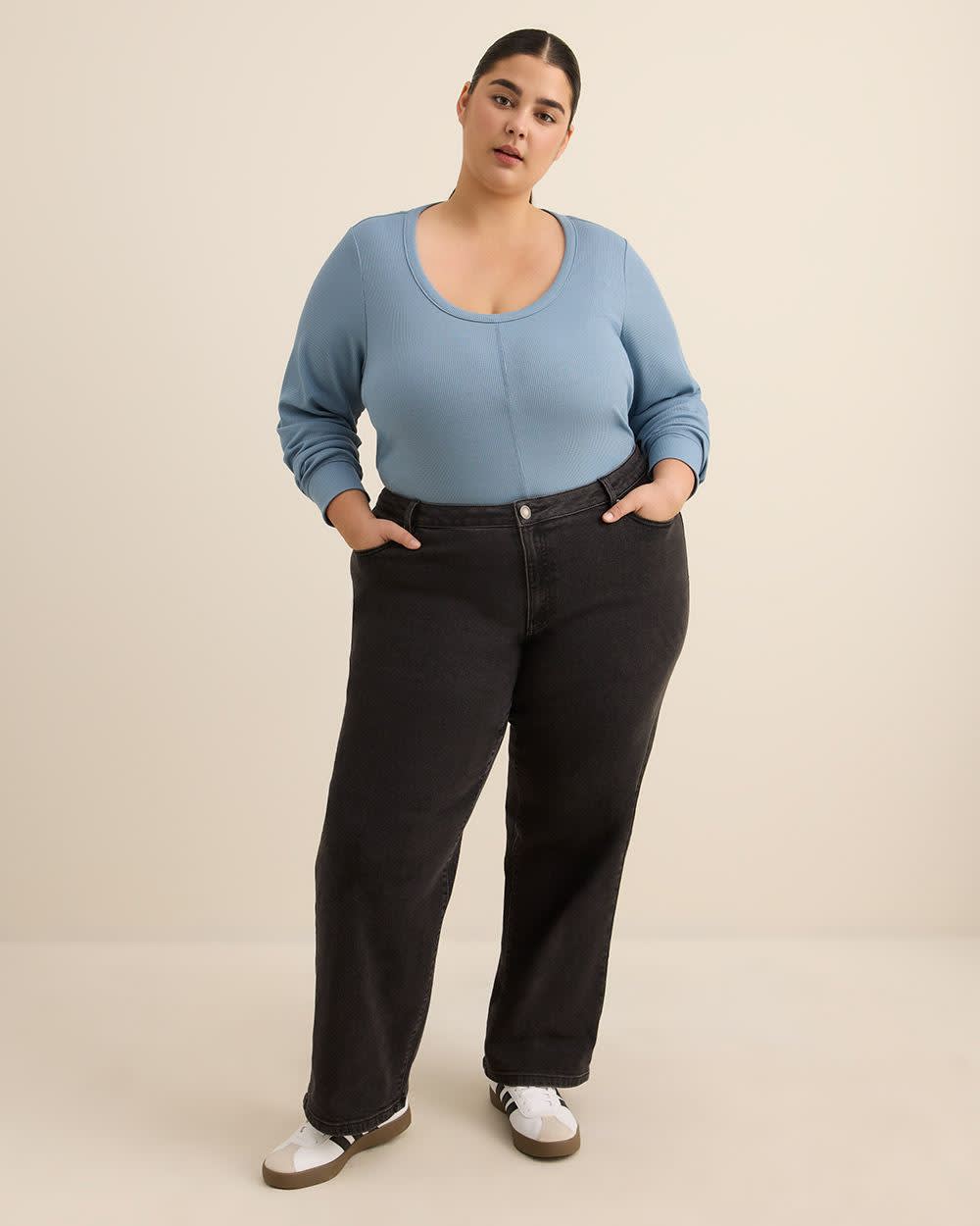 Haut gaufré à manches longues, coupe curvy - Essentiels PENN.