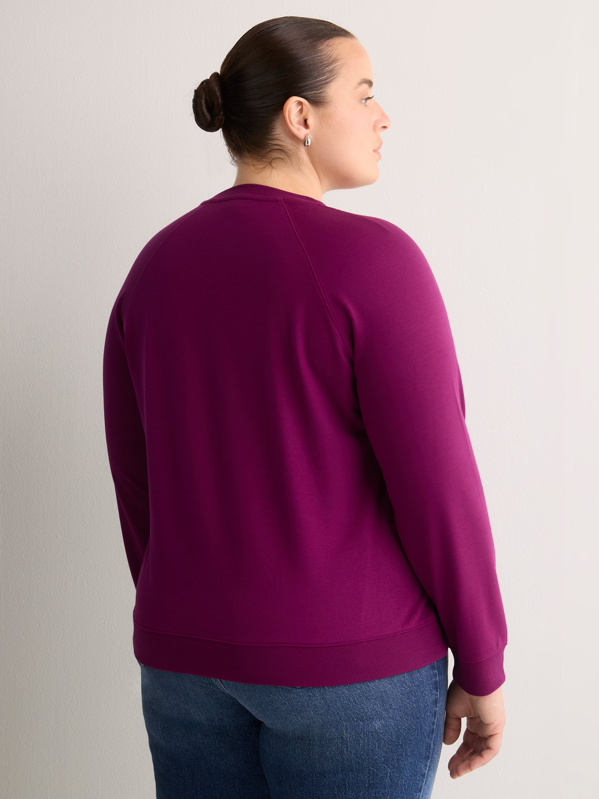 Loose French Terry Raglan-Sleeve Crew-Neck Sweatshirt