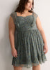 Fit-and-Flare Sangria Flutter Sleeve Dress