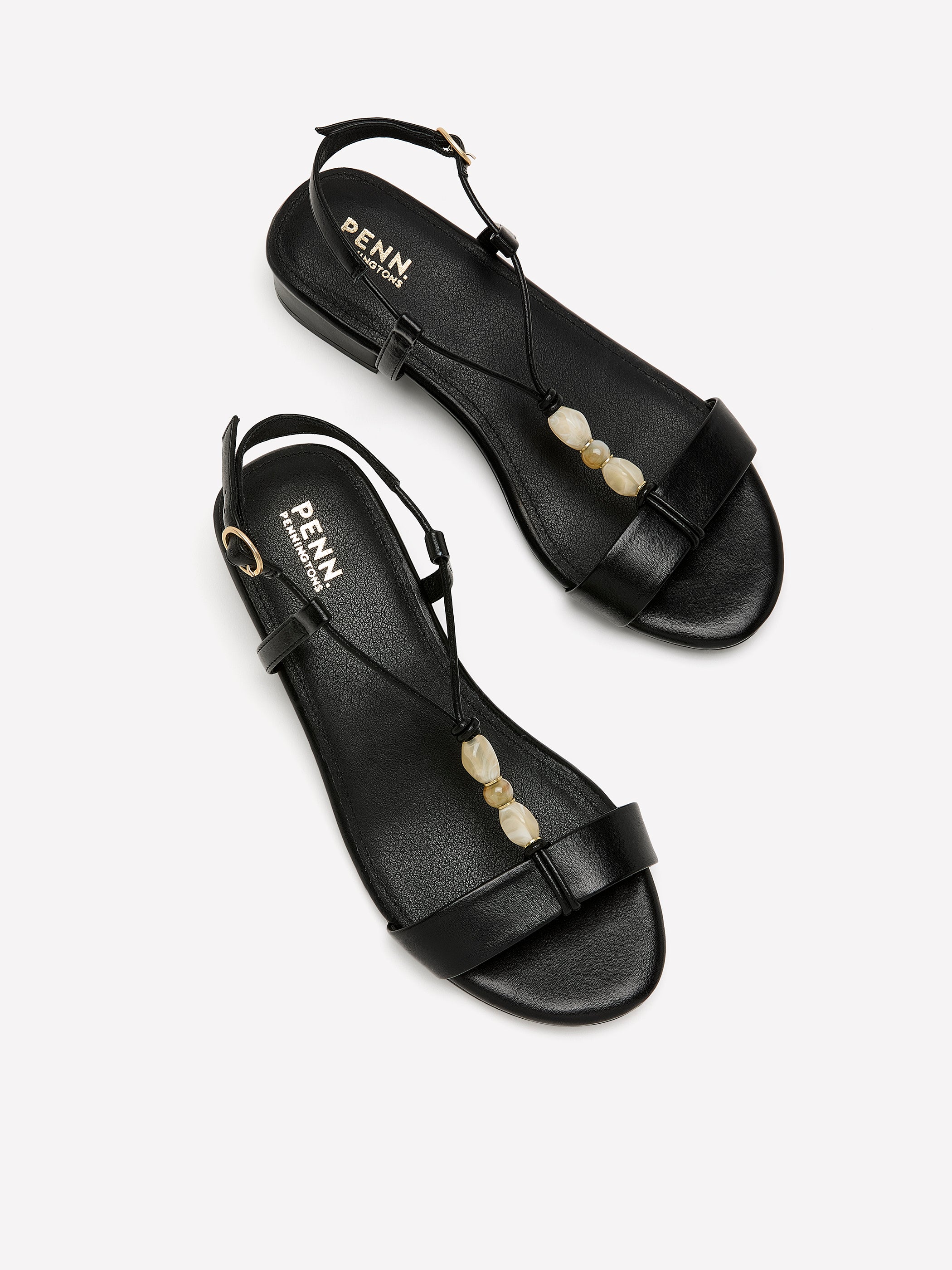 Extra Wide Width, Low Block-Heel Beaded Sandal