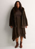 Romantic Brown Chiffon Pull-On Midi Skirt