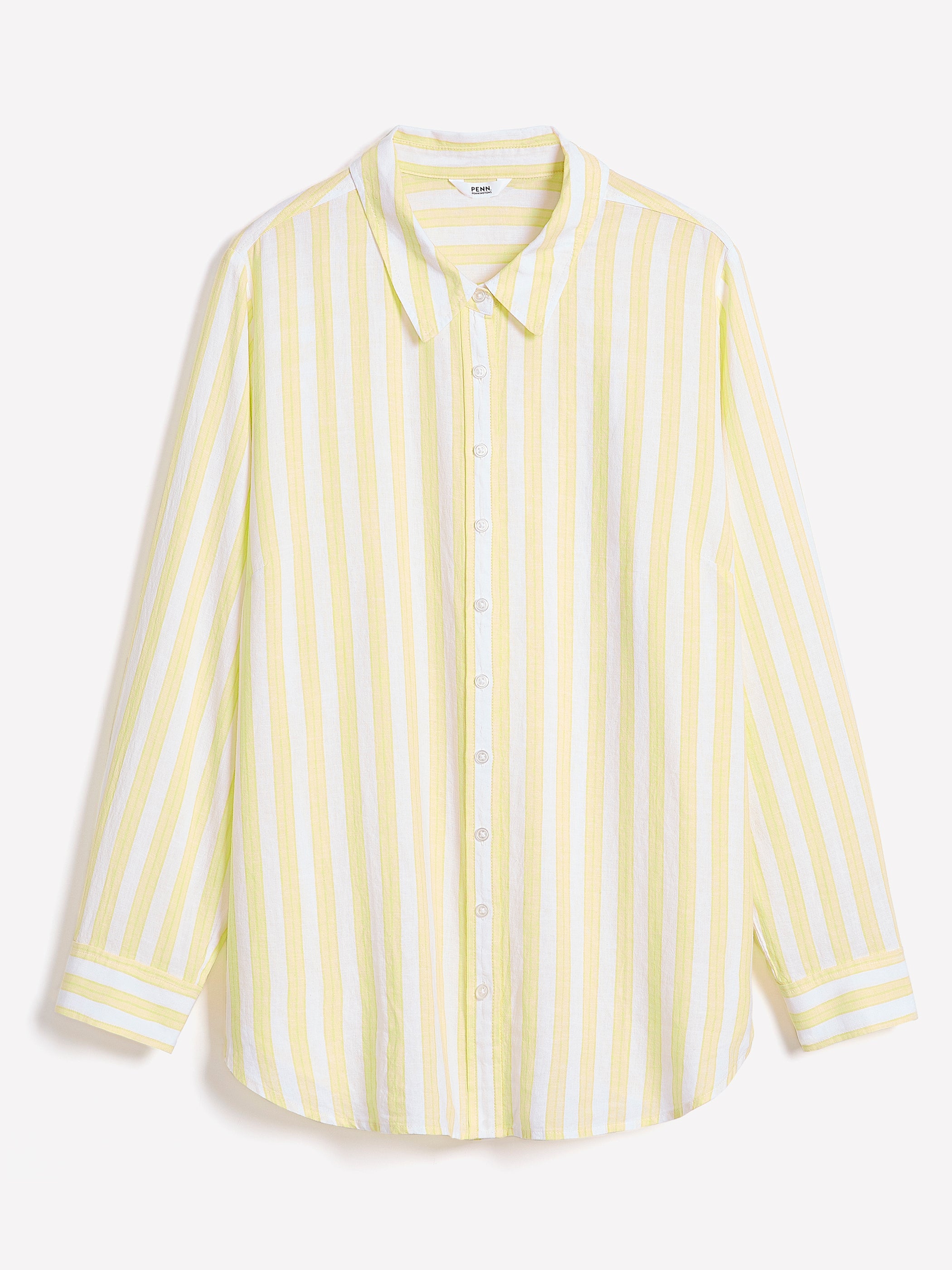 Striped Linen Blend Buttoned Down Tunic Shirt