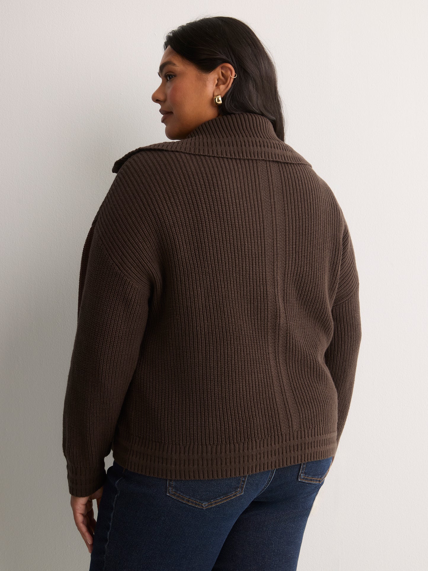 Straight Zippered Sweater Cardigan
