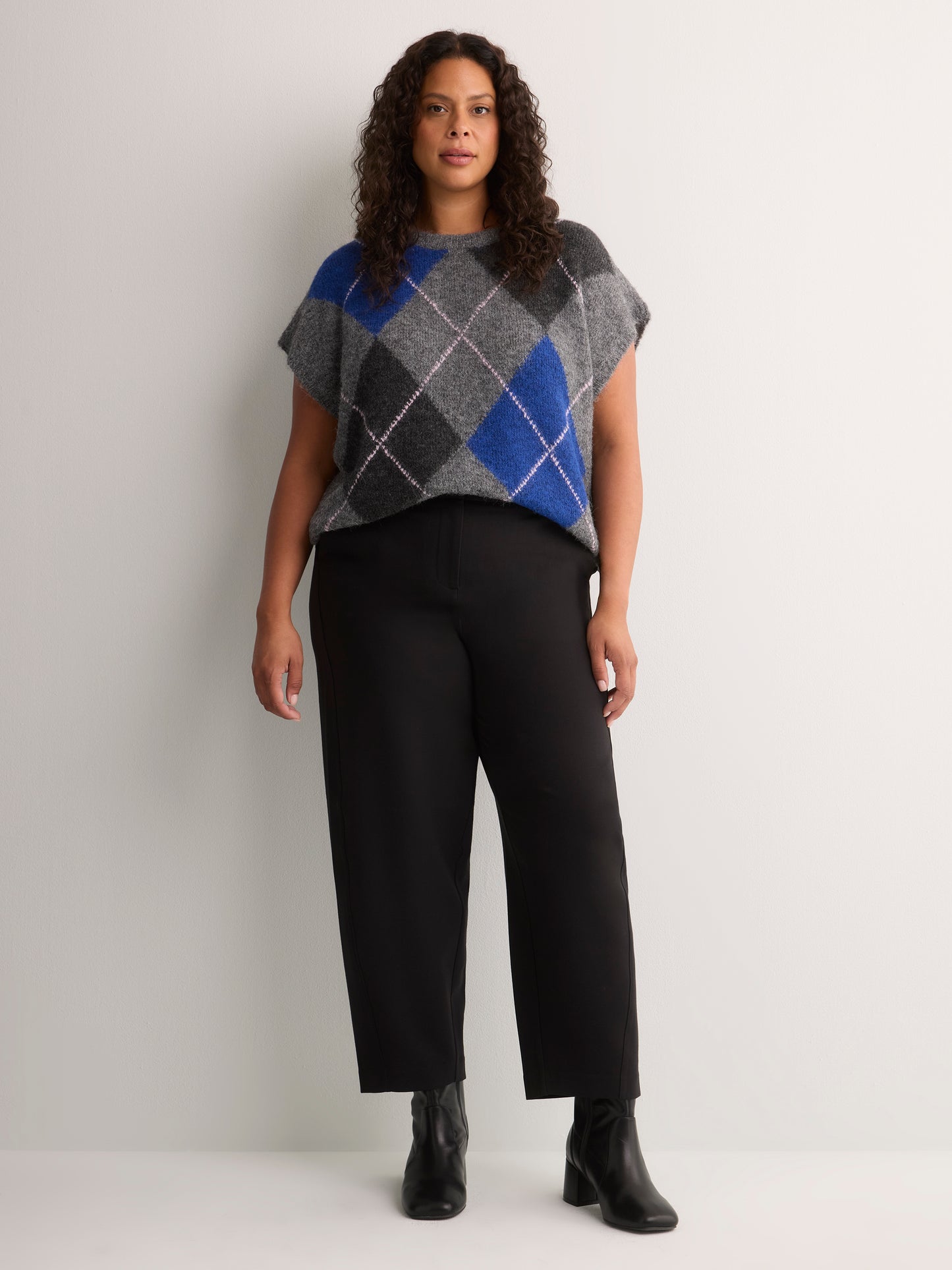 Dark Barrel-Leg Trousers