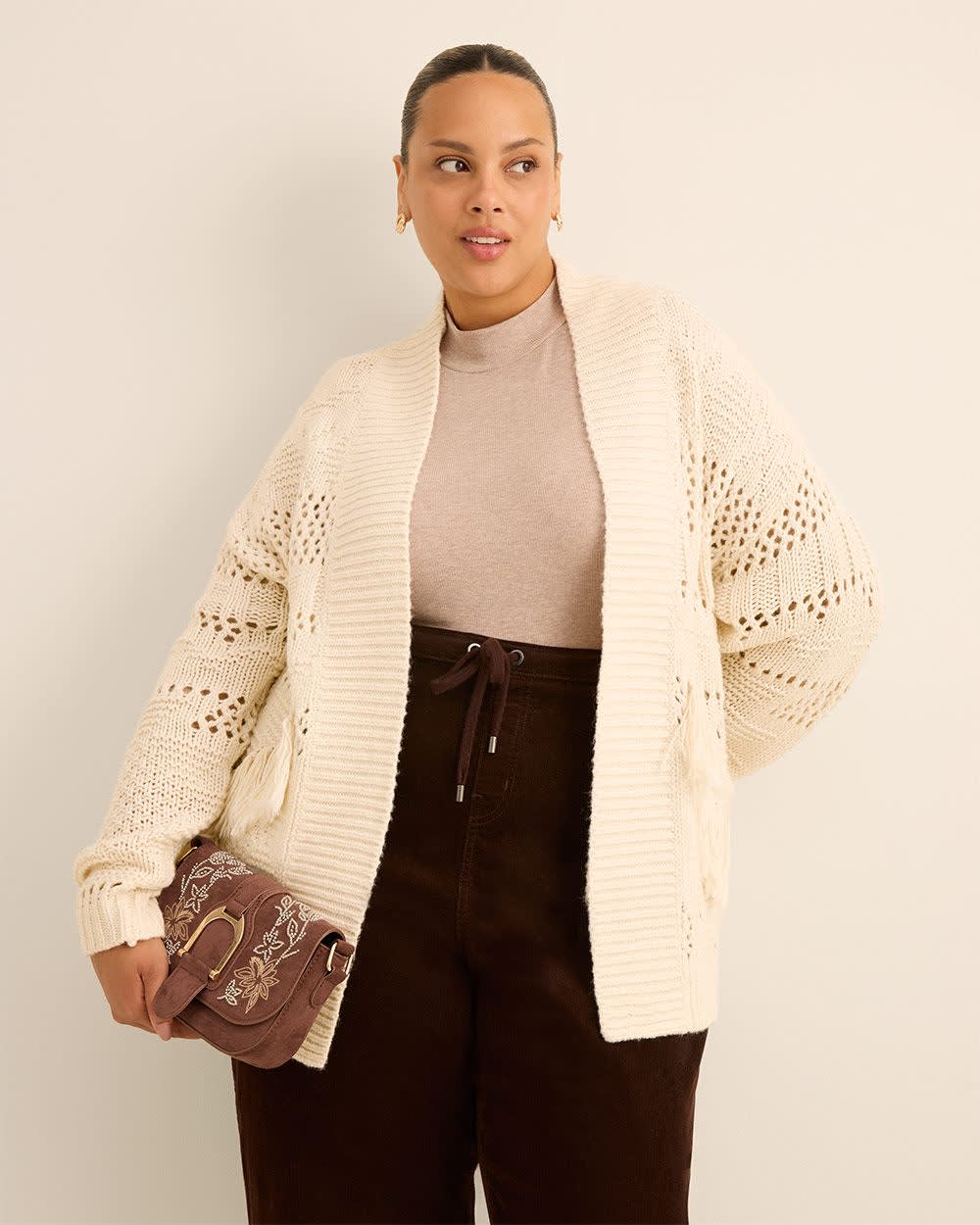 Open Tunic Cardigan with Tassels