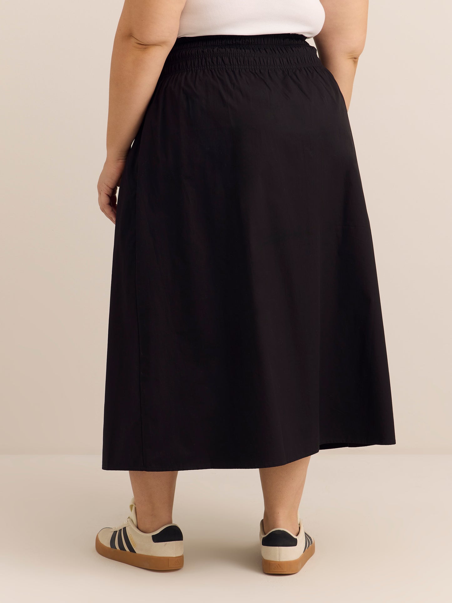 Cotton Poplin Pull-On Maxi Skirt