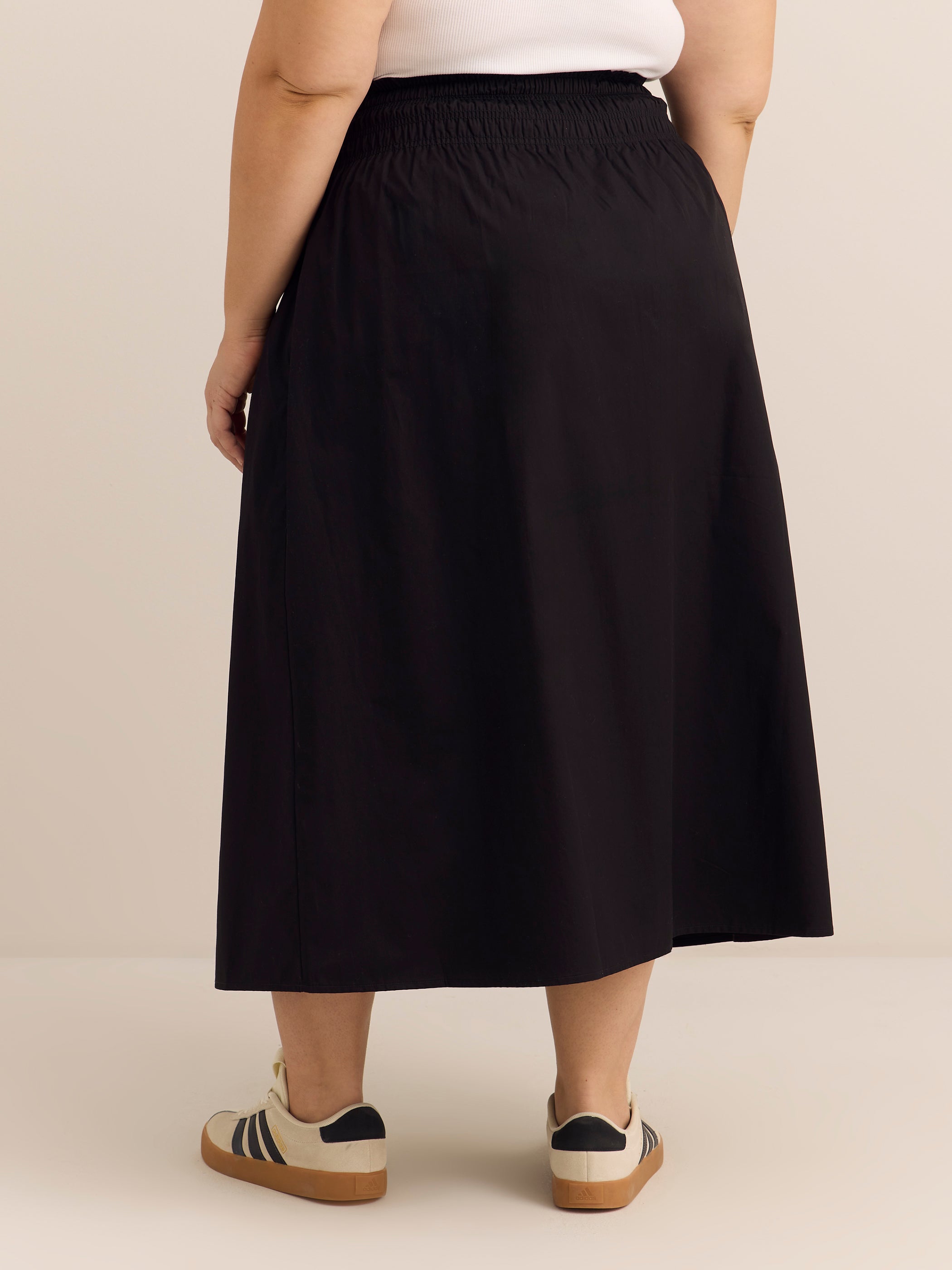 Cotton Poplin Pull-On Maxi Skirt
