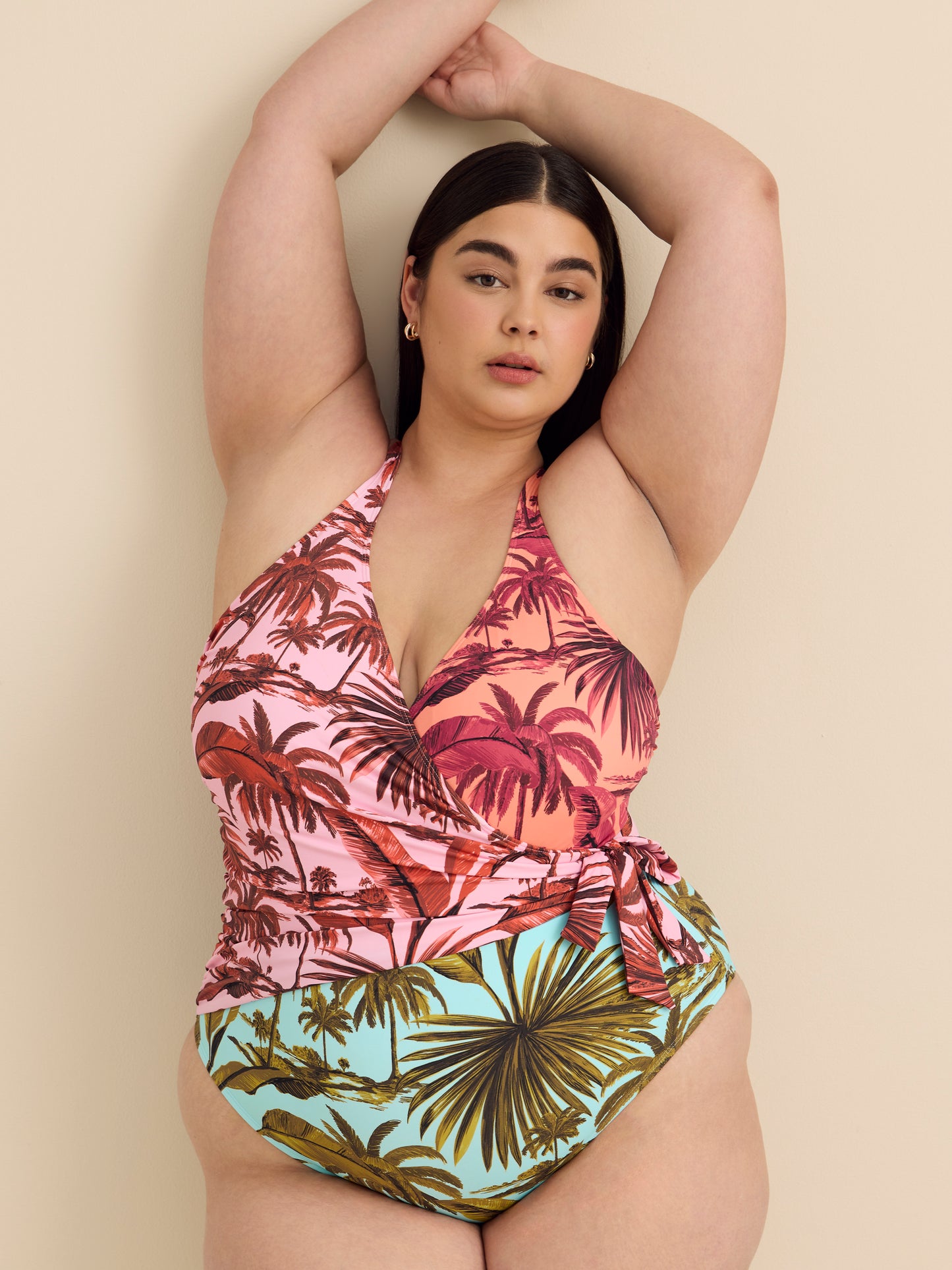 Maillot une-pièce coloré à encolure en V croisée - Bleu Rod Beattie