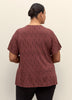 Flutter-Sleeve Knit Top with Smocked Detail