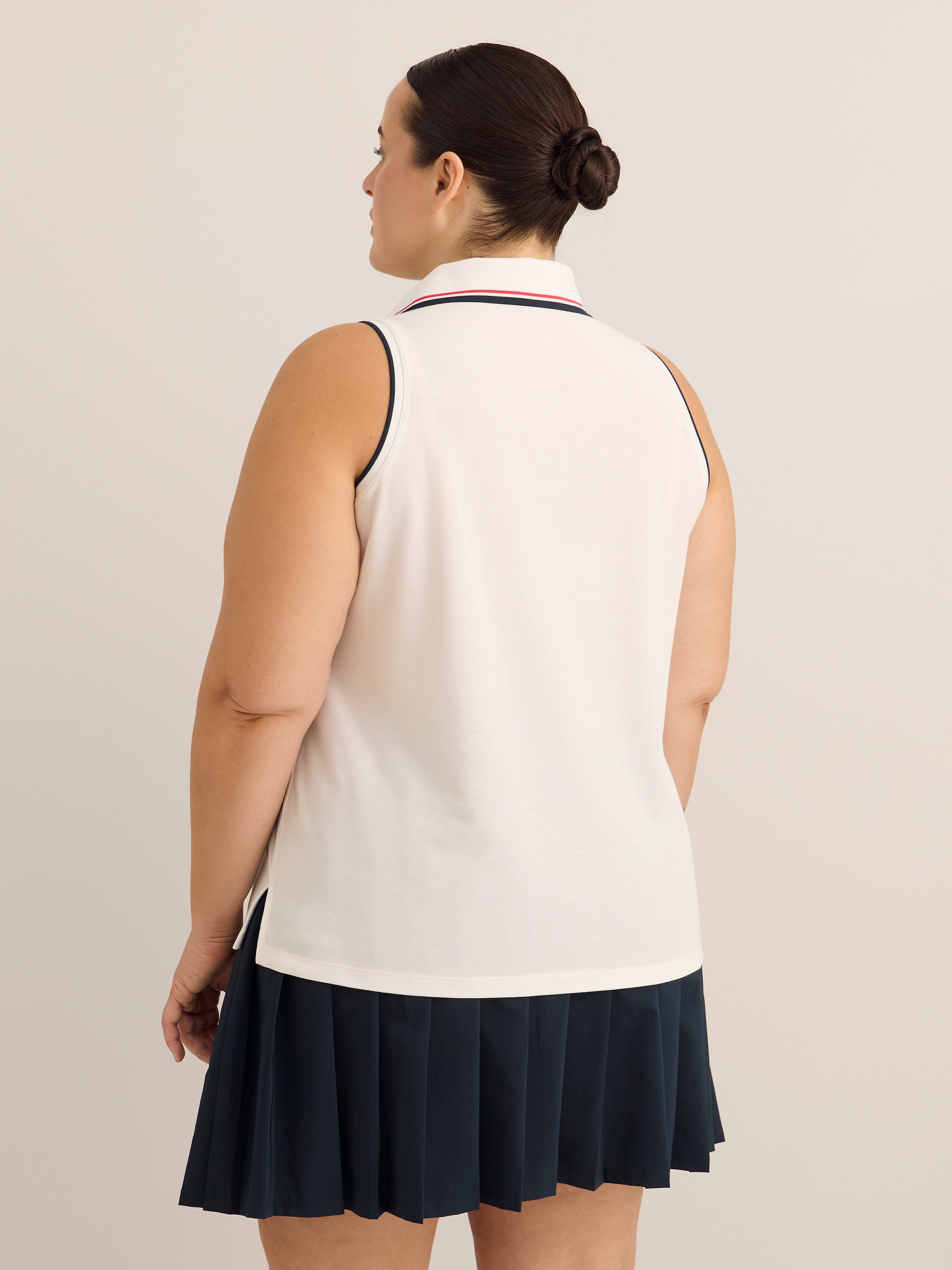 Active Zone Sleeveless Pique Knit Polo Top Plus Size Women's