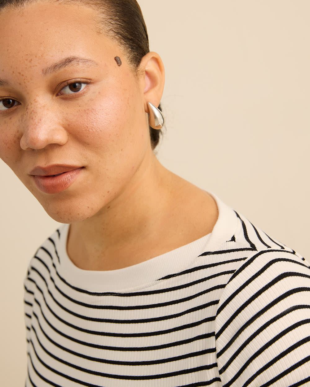 Rib Knit Boat Neck Long-Sleeve Top - Addition Elle