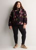 Hooded Printed Sherpa Zippered Jacket - Active Zone