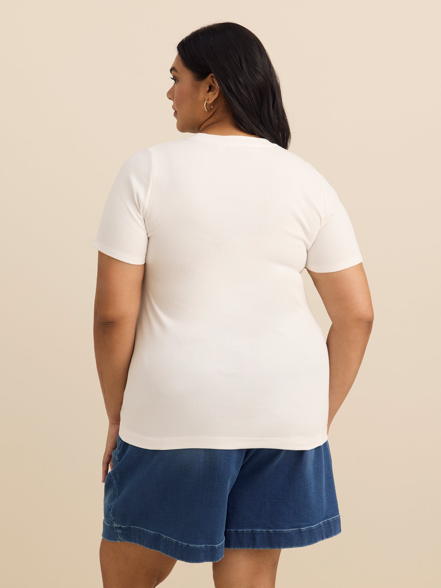 Curvy-Fit Crewneck Tee with Placement Print