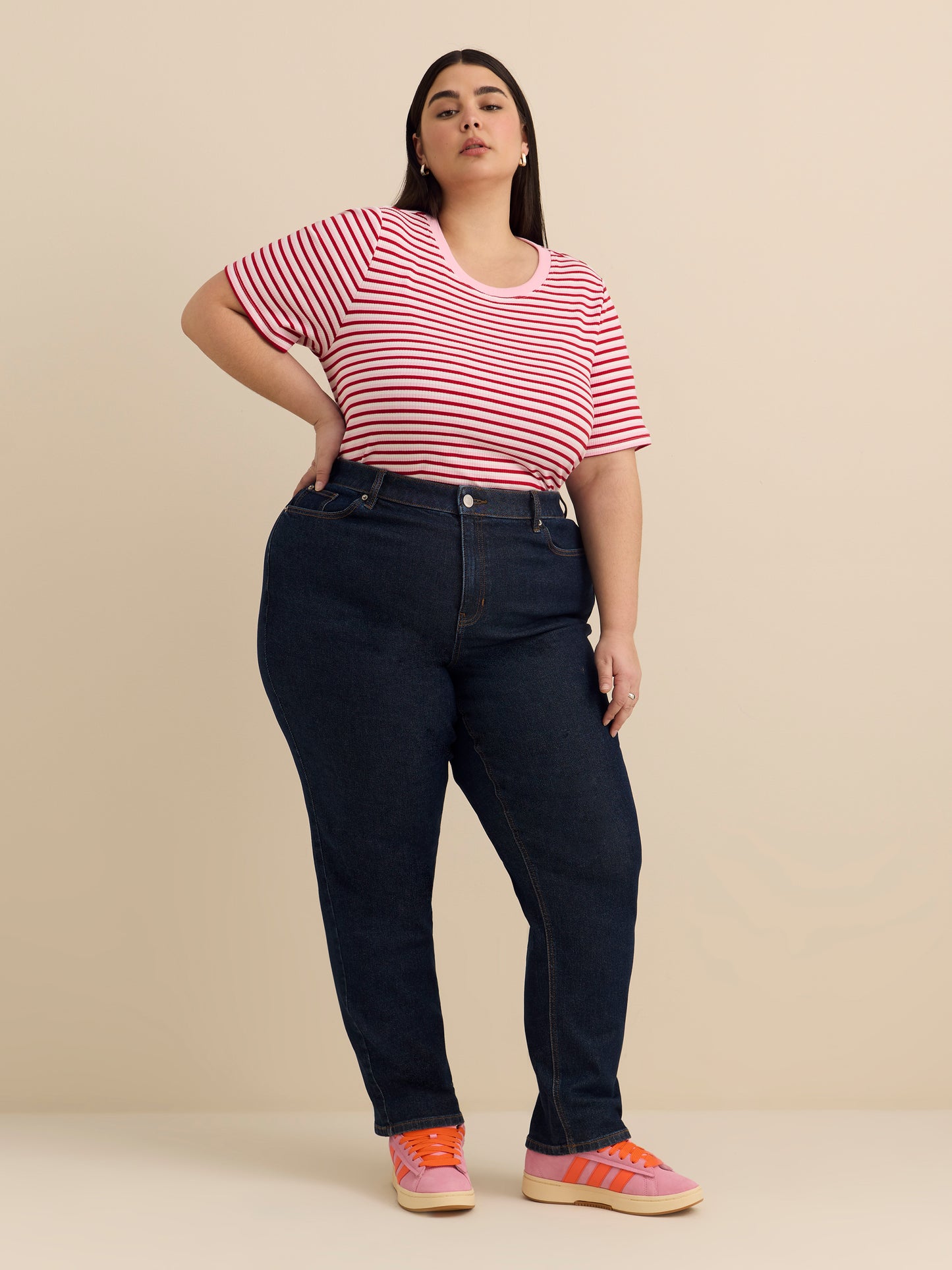 Curvy-Fit Crewneck Tee with Placement Print