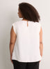 Responsible, Straight Extended-Sleeve Silky Blouse with Decorative Buttons