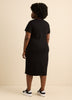 Black Ribbed French Terry Midi T-Shirt Dress - Active Zone