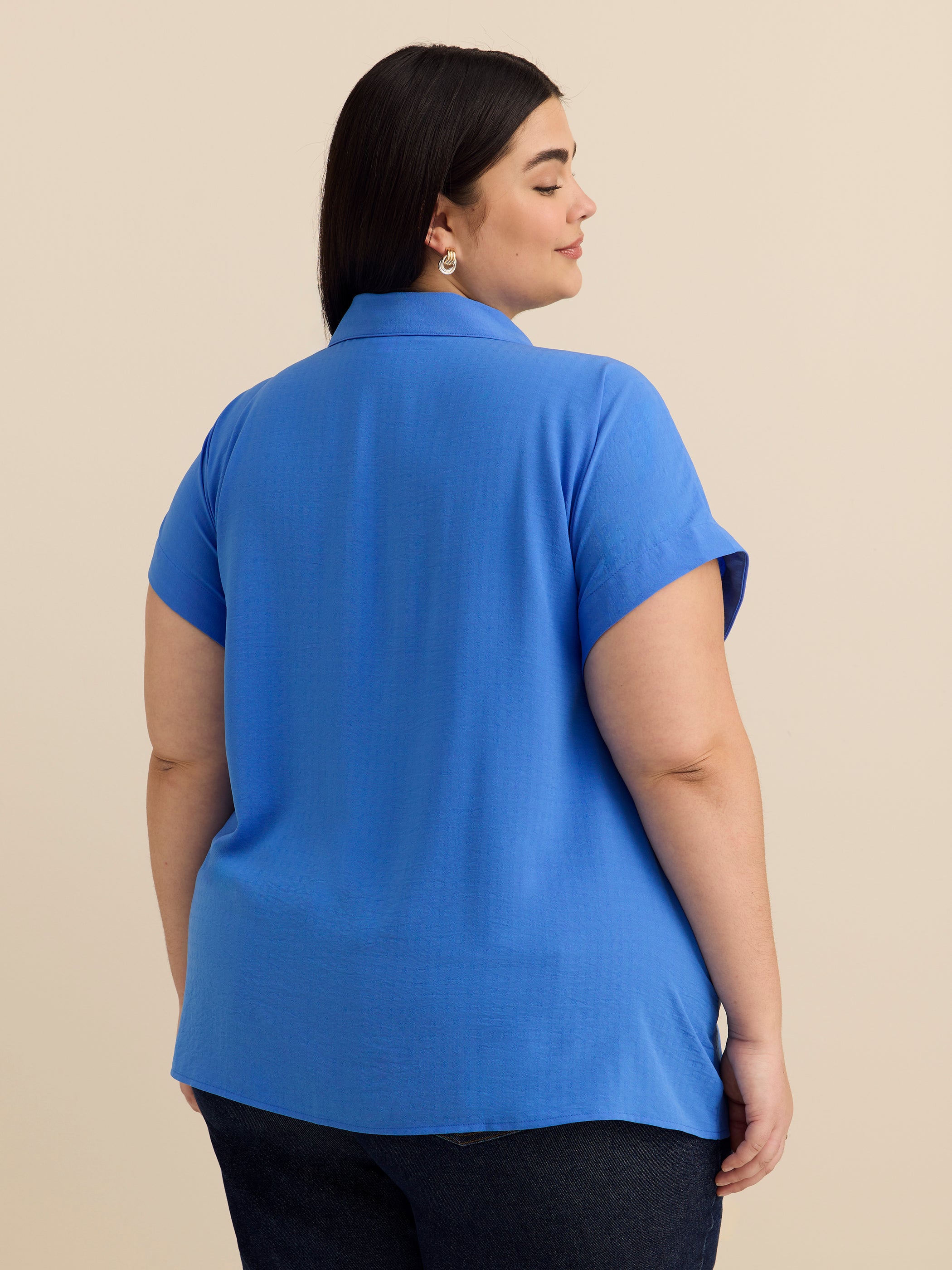 Blouse boutonnée avec noeud à la taille