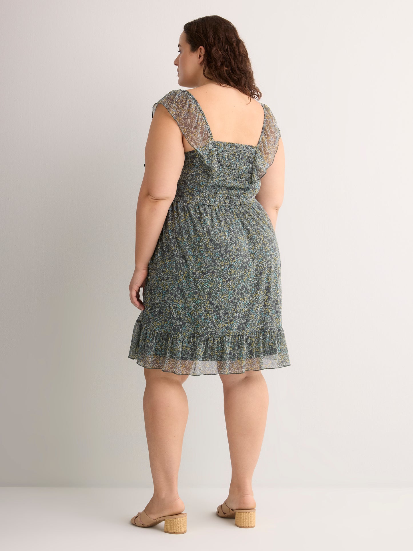 Fit-and-Flare Sangria Flutter Sleeve Dress