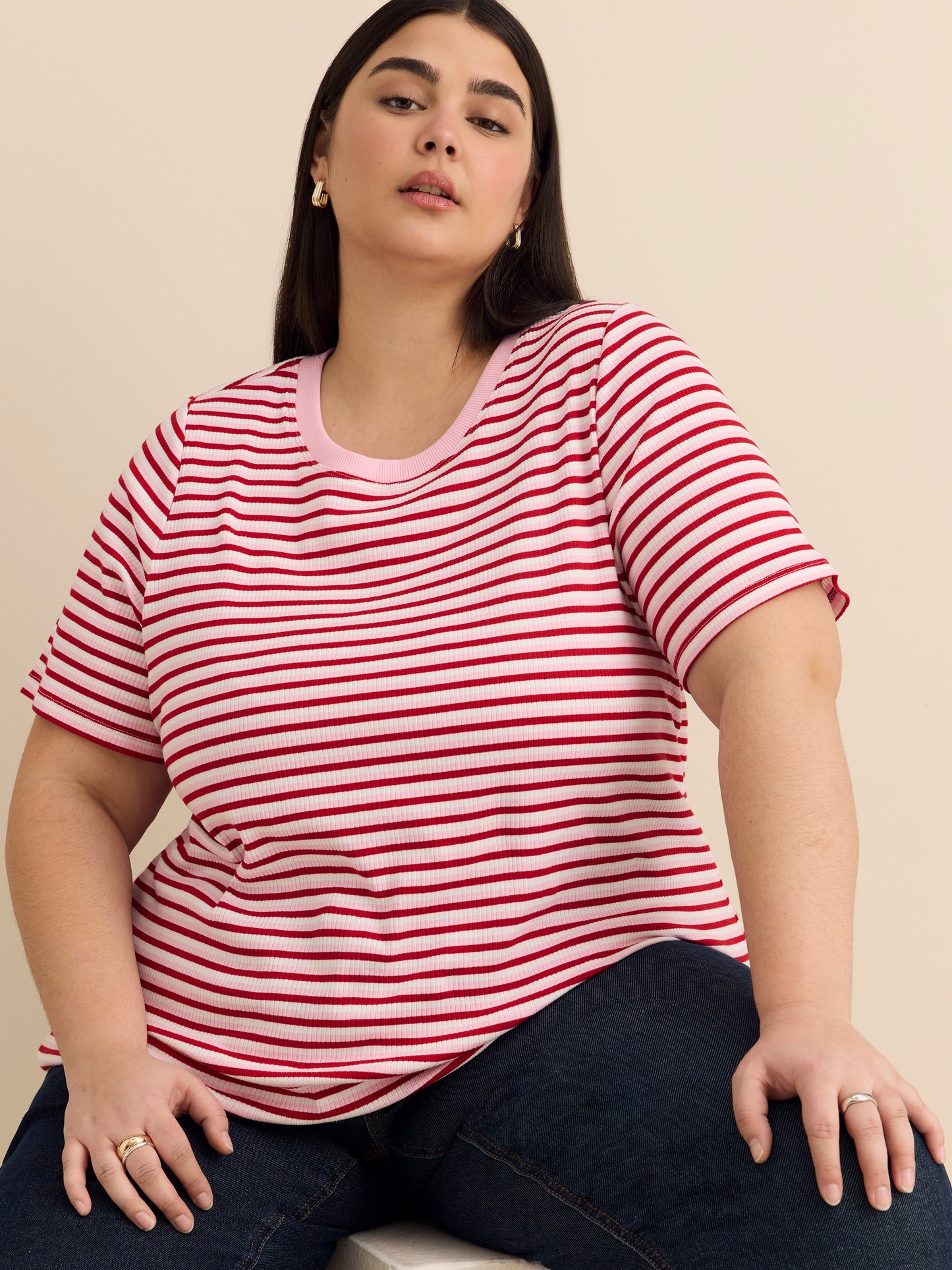 Curvy-Fit Crewneck Tee with Placement Print