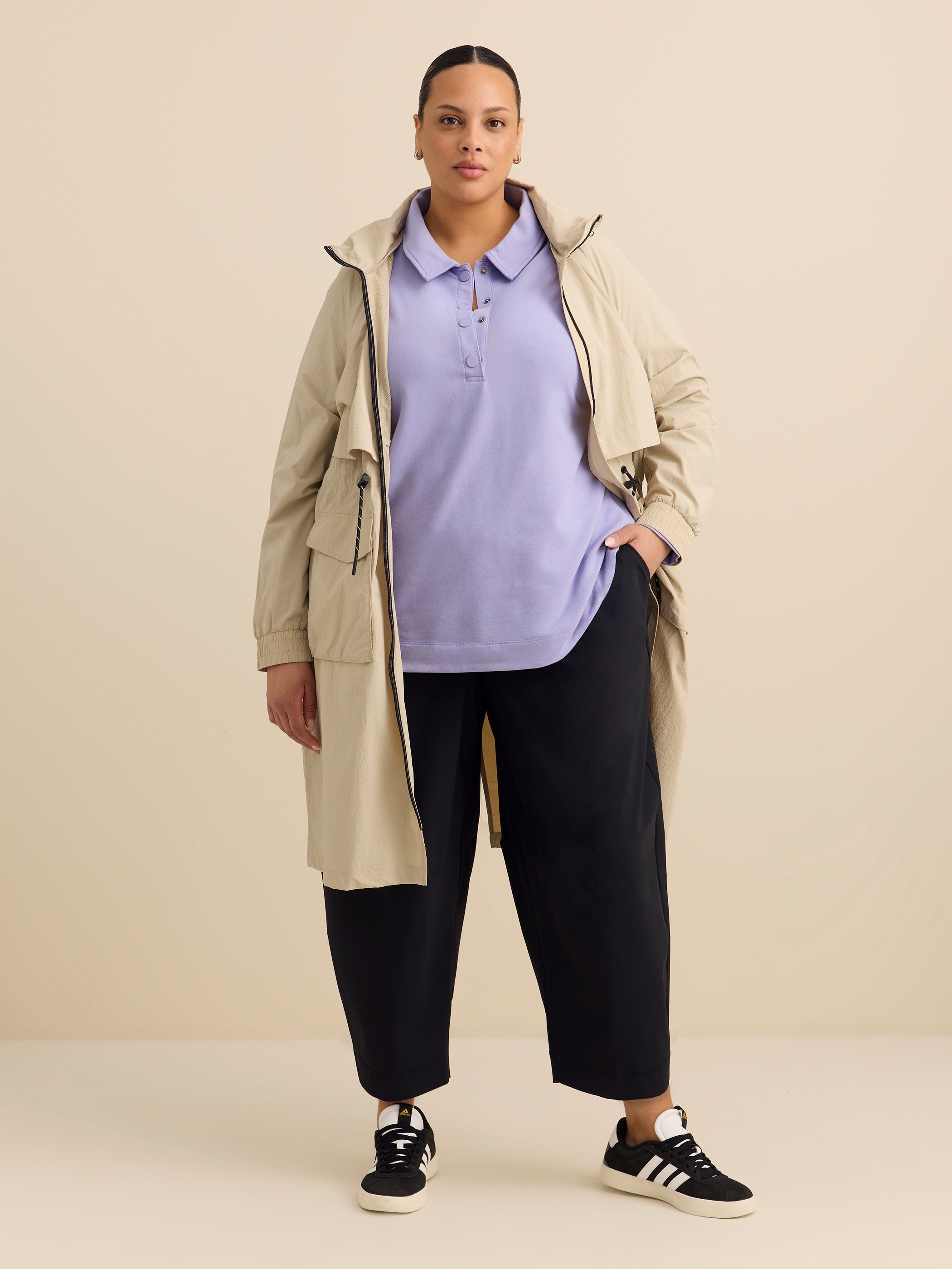 Polo Sweatshirt with Tulip Hem - ActiveZone