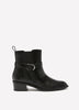 Wide Width, Winona Black Faux Leather Low-Heel Bootie with Buckle