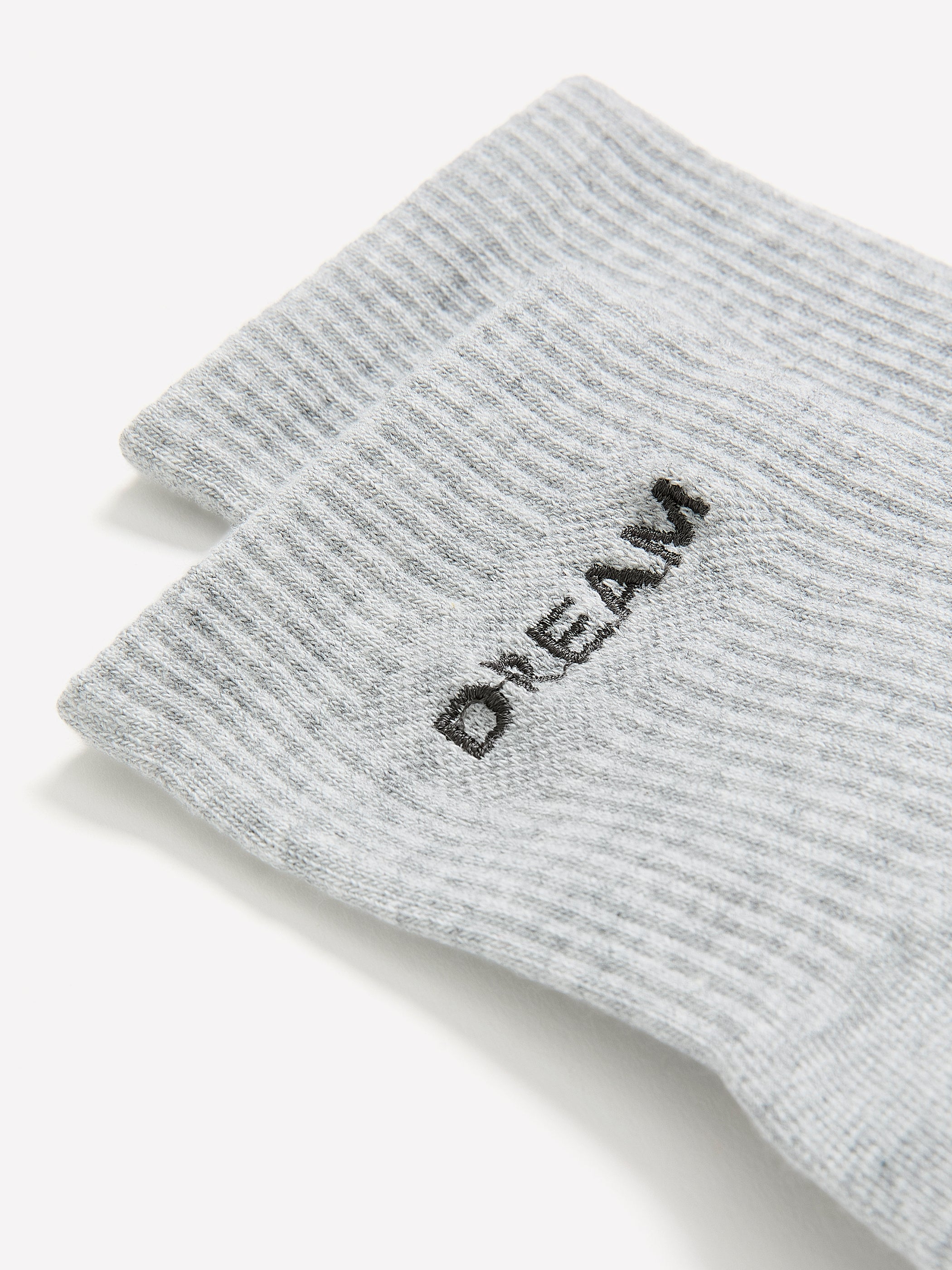 Grey Ankle Socks with Dream Embroidery