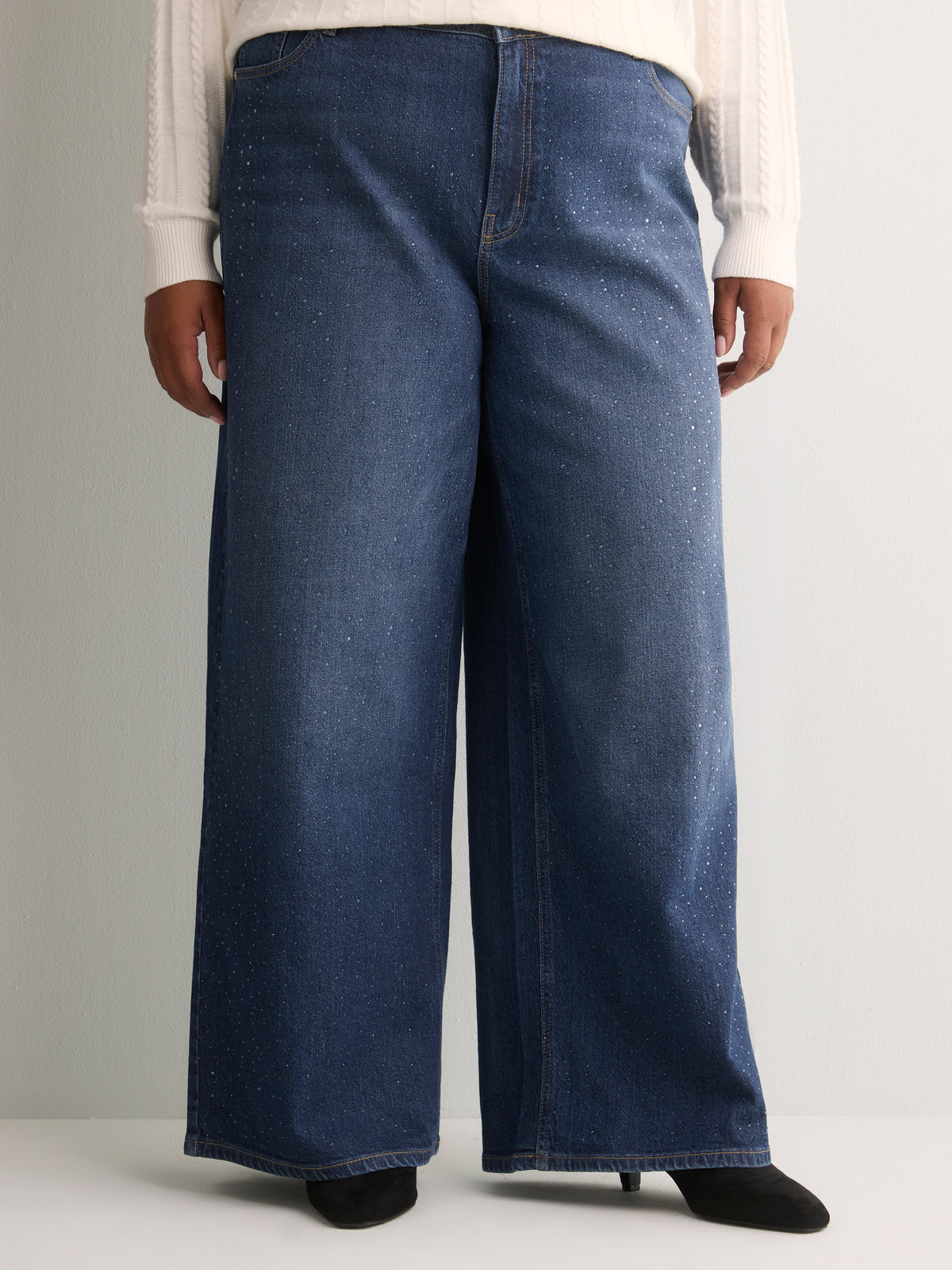 Classic-Fit High-Rise Wide-Leg Embellished Jean - d/C jeans