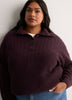 Loose Half-Placket Cable Knit Sweater