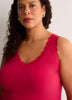 Responsible, Straight V-Neck Ribbed Cami with Lace Trim