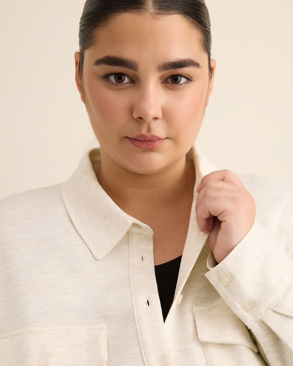 Buttoned-Down Stretch Knit Shirt