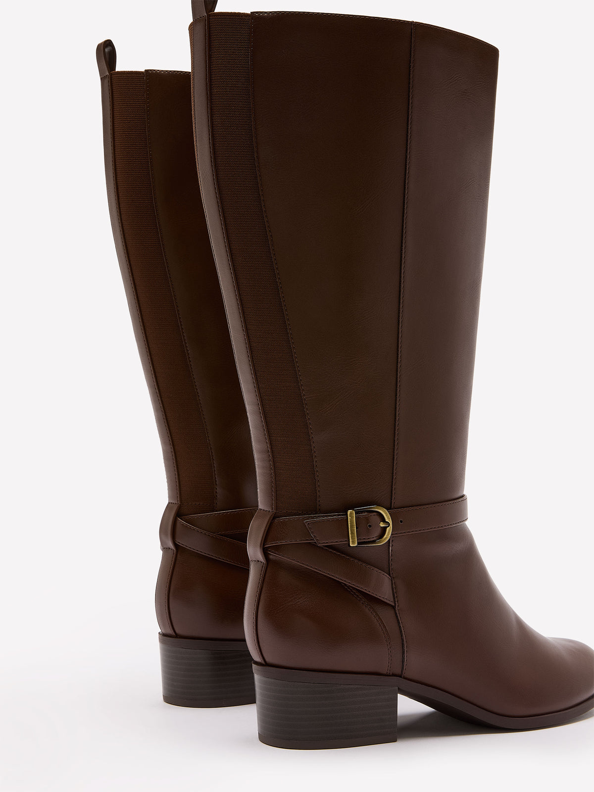 Botte haute en faux cuir Diona avec harnais à la cheville, pied large