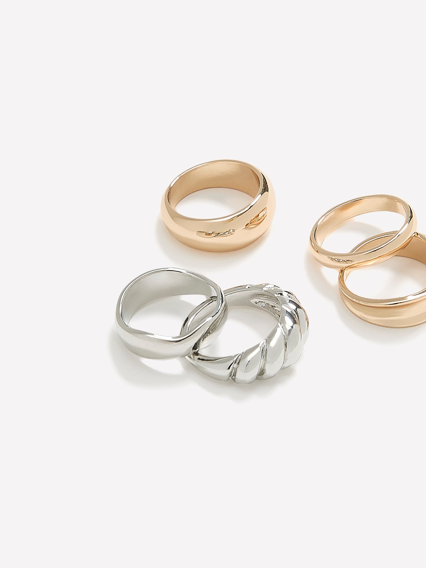 Silver and Golden Assorted Rings, Set of 5