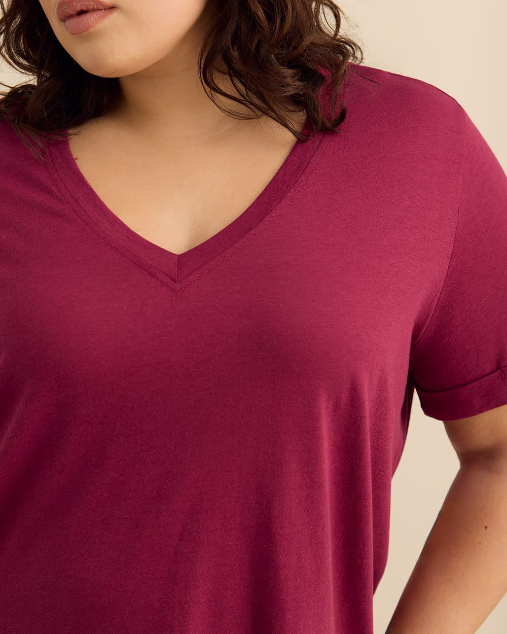 Responsible, V-Neck Boyfriend Tee with Slits