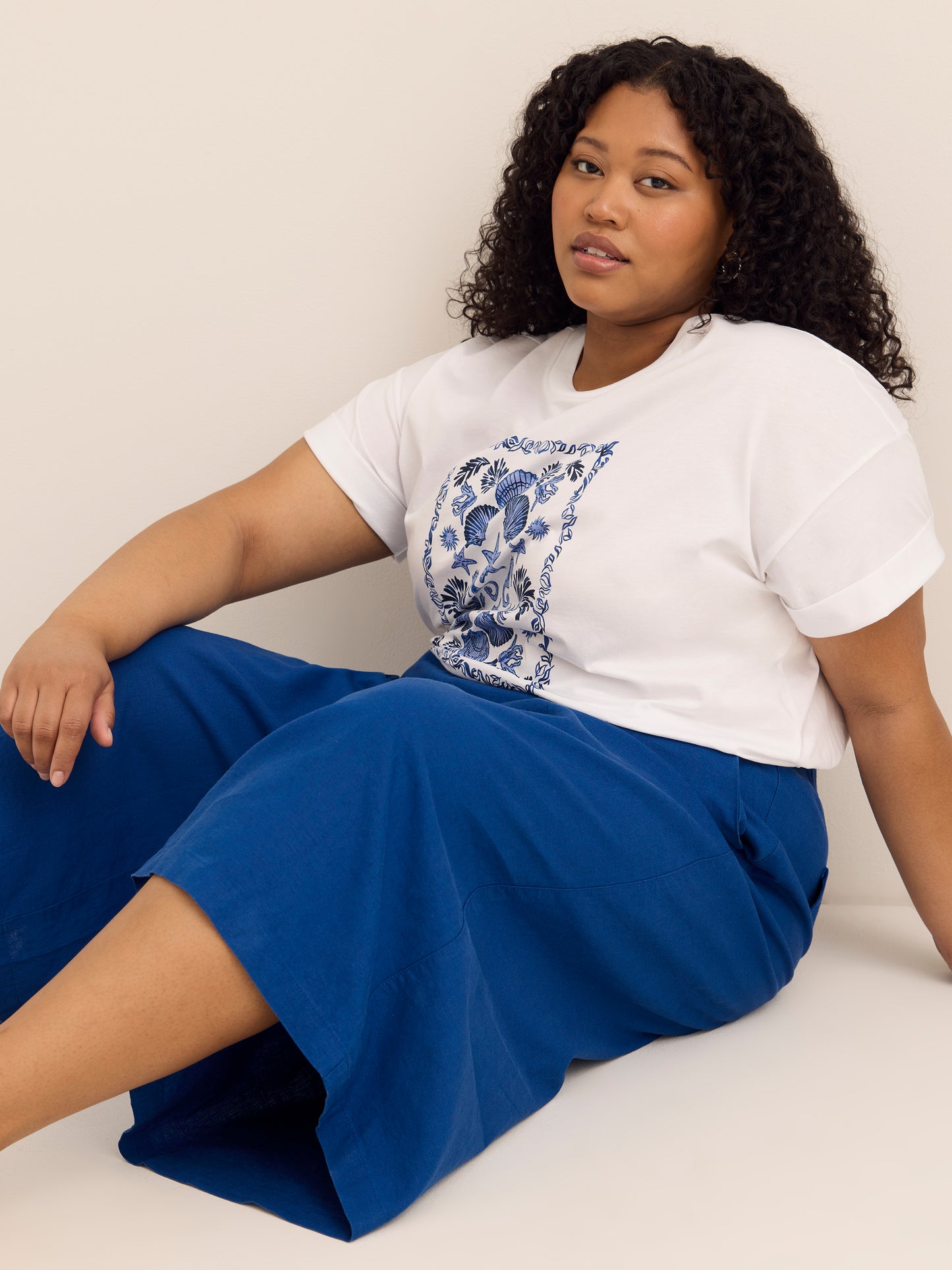 Linen Blend Cropped Wide-Leg Pant