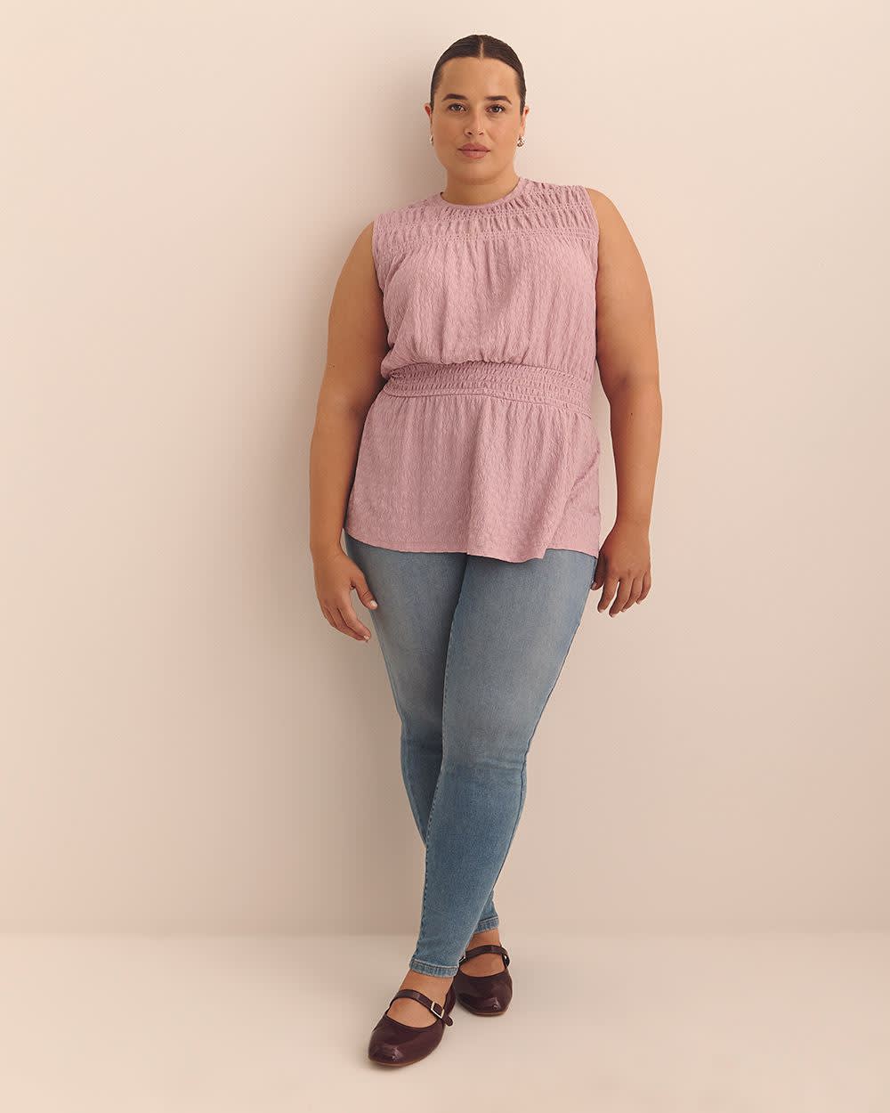 Haut froncé sans manches en tricot