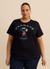 Black Short-Sleeve Crew Neck Tee with Snoopy Print