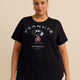 Black Short-Sleeve Crew Neck Tee with Snoopy Print