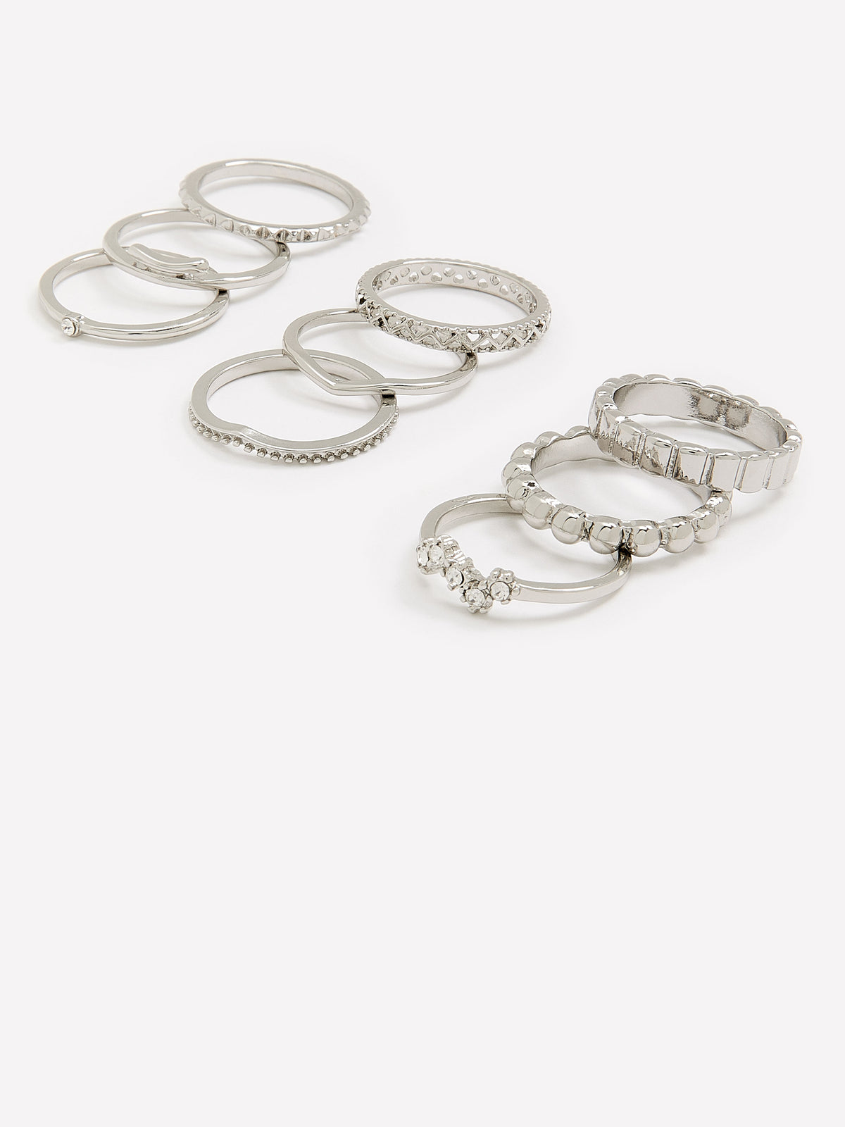 Assorted Silver Rings, Set of 9
