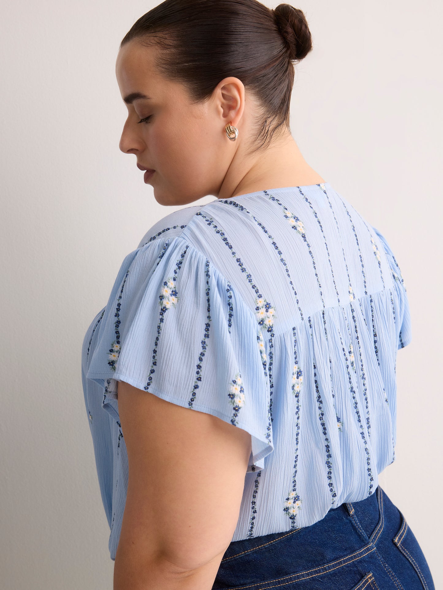 Floral A-Line Split-Neck Blouse