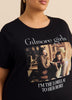 Black Short-Sleeve Crewneck Tee with Gilmore Girls Print