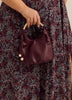 Faux Leather Dressy Bag with Golden Handle - Addition Elle