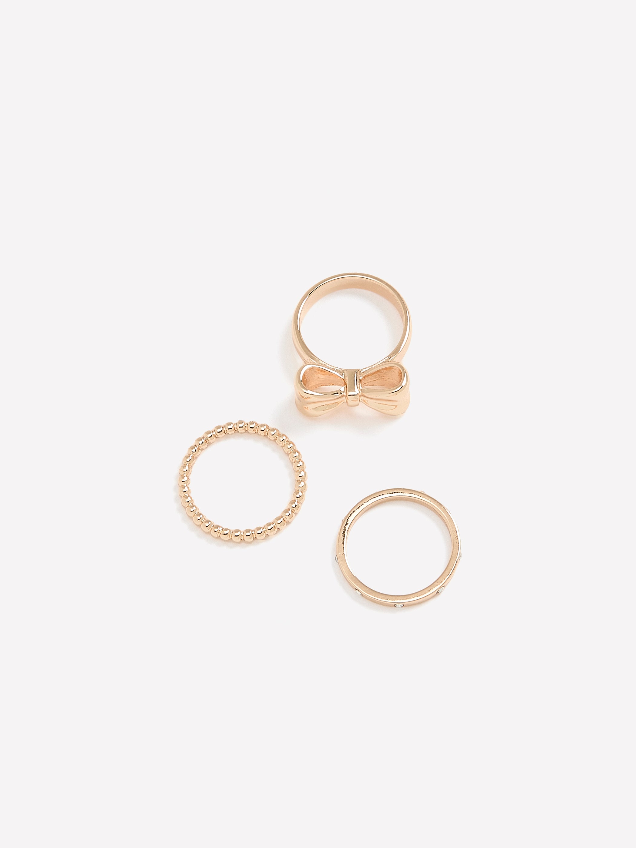 Assorted Golden Rings with Bow, Set of 3
