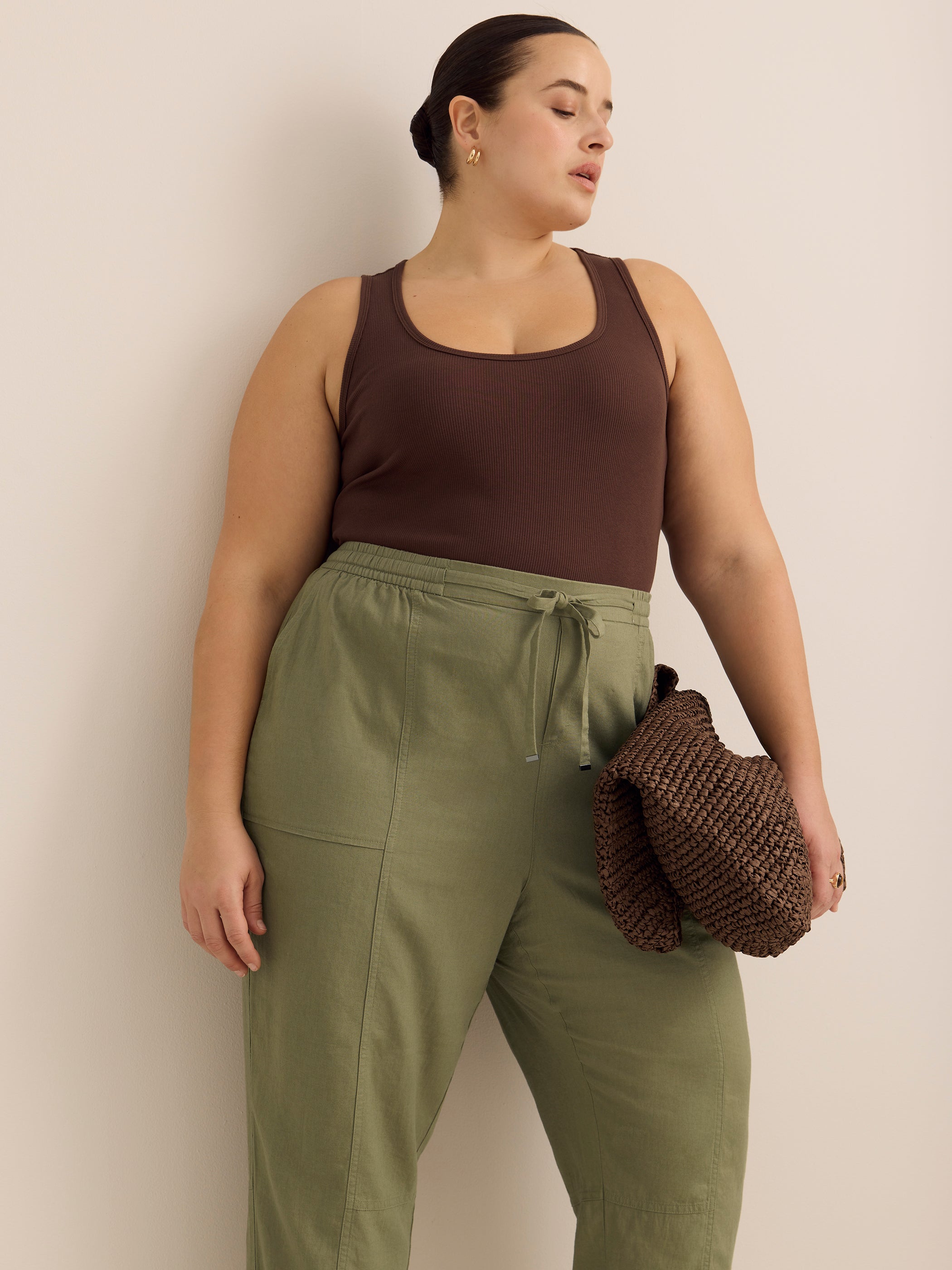Linen Blend Tapered-Leg Pant