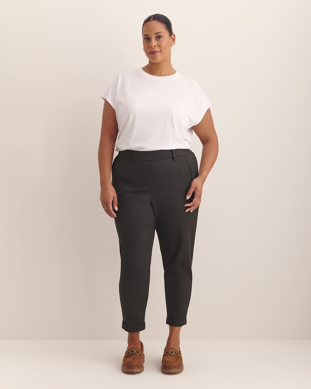 Striped Ponte de Roma Tapered-Leg Pant