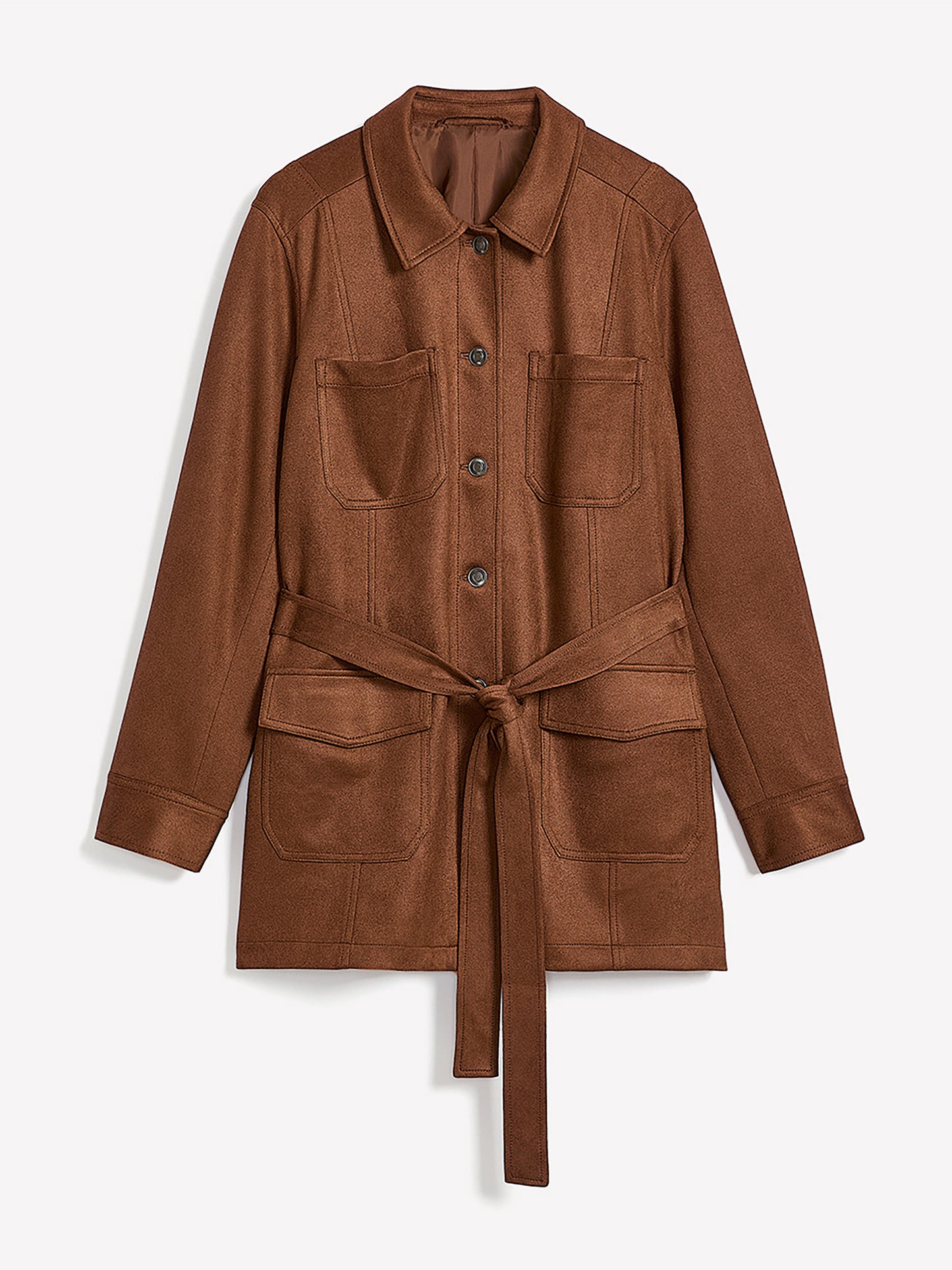 Veste safari marron en faux suède